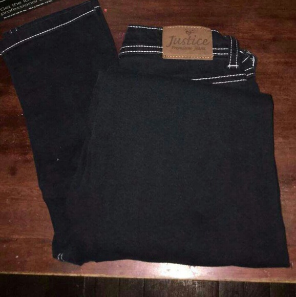 Justice Other - Black Skinny jeans with white knit outline